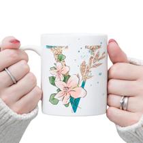 Canecas Personalizadas Alfabeto floral Glitter