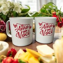 Canecas Plásticas 5 Peças de Puro Amor 450ml EU AMO AMAR VOCÊ