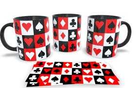 Canecas Preta Personalizadas Cartas de Baralho