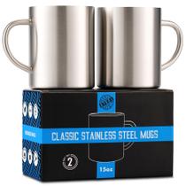 Canecas Real Deal Steel, aço inoxidável, 450 ml, conjunto de 2