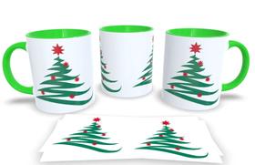 Canecas Verde de Porcelana Personalizadas Arvore de Natal