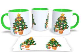 Canecas Verde de Porcelana Personalizadas Arvore de Natal