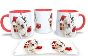 Canecas Vermelhas de Porcelana Personalizadas Natal Animal