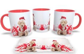 Canecas Vermelhas de Porcelana Personalizadas Natal Animal