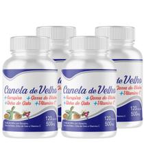 Canela kit composta 4 frascos x 120 cápsulas 500mg Ga rra Su cupira 480 cápsulas