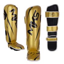 Caneleira de Muay Thai e Kickboxing MKS Champions V3 Dourado/Preto