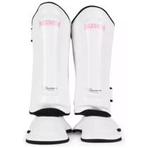 Caneleira de muay thai feminina classic white/pink - maximum