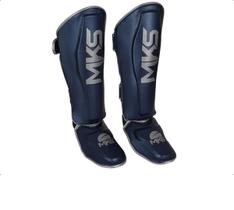 Caneleira de Proteção Muay Thai Kickboxing Energy Azul Metálica MKS Caneleira de Proteção Muay Thai Kickboxing Energy Azul Metálica MKS