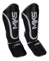 Caneleira de Proteção Muay Thai Kickboxing Prospect Preta e Branca MKS Caneleira de Proteção Muay Thai Kickboxing Prospect Preta e Branca MKS