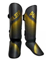 Caneleira De Proteção Muay Thai MMA 20 mm Preta Hexa Dourado Pulser
