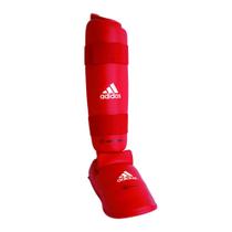 Caneleira Karatê Adidas Com Protetor de Pé WKF Vermelho