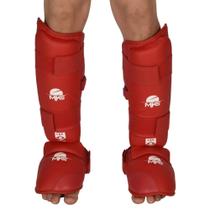 Caneleira Karate com protetor de pé MKS Competition Homologada CBK Vermelha Caneleira Karate com protetor de pé MKS Competition Homologada CBK Vermelha