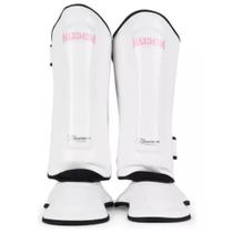 Caneleira muay thai mma kickboxing feminino branca/rosa - maximum