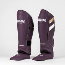 Caneleira Profissional Pro Roxa e Dourado Muay Thai e Kickboxing Maximum Caneleira Profissional Pro Roxa e Dourado Muay Thai e Kickboxing Maximum