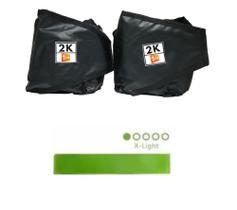 Caneleira/Tornozeleira de Peso 2 Kgs Profissional + Mini Band Faixa Elástica Super Leve Verde
