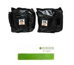 Caneleira/Tornozeleira de Peso1 Kg Profissional + Mini Band Faixa Elástica Super Leve Verde