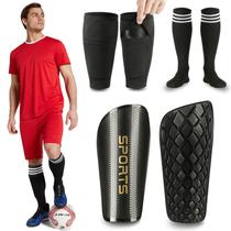 Caneleiras de futebol MEIXINZHI para crianças, jovens e adultos, pretas, XL