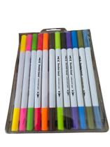 Caneta 2 em 1 BRUSH Lettering e Ponta Fina Dual Pen Canetinha Colorir Desenho Pintura