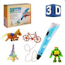 Caneta 3d Impressão Infantil Completa Criança Criativa USB Azul Refil Caneta 3d Impressão Infantil Completa Criança Criativa USB Azul Refil