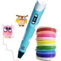 Caneta 3d Impressão Infantil Criança Completa Azul Criativa USB Rápida