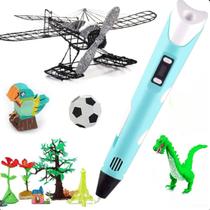 Caneta 3d Infantil Impressão Azul Criativa Completa Refil