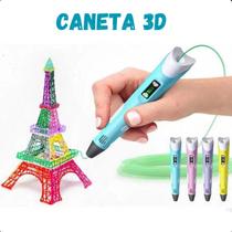 Caneta 3d Infantil Impressão Refil Completa Criativa Azul