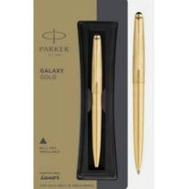 Caneta Aço Esferográfica Parker Galaxy Gold Trim Clipe Ouro