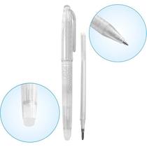 Caneta Apagavel Apaga Calor Branca Tecido Papel + Refil