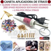 Caneta Aplica Strass +5 Palito +12.000 Strass Hotfix - Spike - Aplicador de Strass Hotfix