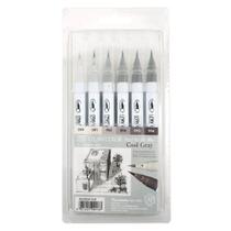 Caneta Aquarelável Cool Gray Zig Real Brush Kuretake 6 Unidades