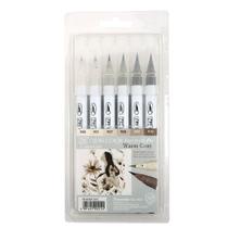 Caneta Aquarelável Warm Gray Zig Real Brush Kuretake 6 Unidades