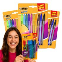 Caneta Bic Coloridas Esferográfica Cristal Fashion 10 Cores Caneta Bic Coloridas Esferográfica Cristal Fashion 10 Cores