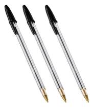 Caneta Bic Crista 1.0 Média Preta Kit 3 Caneta Bic Crista 1.0 Média Preta Kit 3