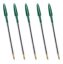 Caneta Bic Crista 1.0 Média Verde Kit 5