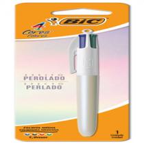 Caneta BIC Escrita Média Retrátil 4 Cores Efeito Perolado Corpo Perolado Branco 1 Unidade