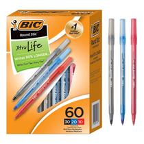 Caneta BIC Round Stick Xtra Life GSM609AST Tinta variada 60 unidades