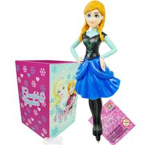 Caneta Boneca Anna + Porta Lápis de Madeira Frozen Disney - Estrela