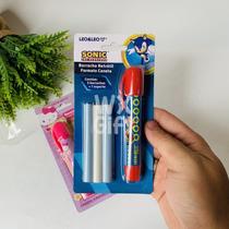 Caneta Borracha Retrátil Hello Kitty e Sonic Blister com 1 Suporte e 3 Refis - Leonora / WX Gift