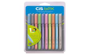 Caneta BPX Esferografica 0,7mm CIS Estojo c/10 CoresSortidas