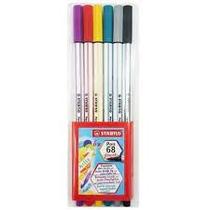 Caneta Brush 06 Cores Stabilo Pen 68