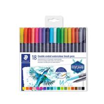 Caneta Brush Aquarelável Staedtler Ponta Dupla 18 Cores