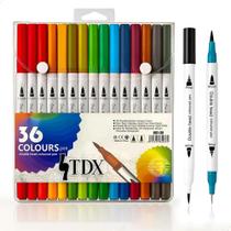 Caneta Brush Canetinhas Canetas Coloridas Escolar Ponta Dupla