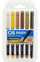 Caneta Brush Cis Ponta Pincel Aquarelável 6 Cores Pele 709800
