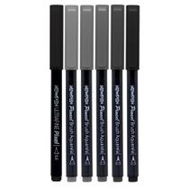 Caneta Brush Newpen Tons de Cinza 6 Cores