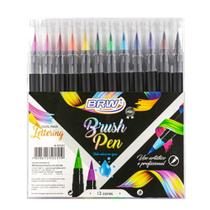 Caneta Brush Pen 12 Cores uso Profissional - BRW BP0001