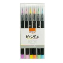 Caneta brush pen 6 cores cores pastéis brw