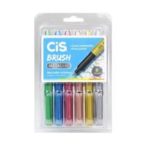 Caneta Brush Pen Cis Metallic 6 Cores
