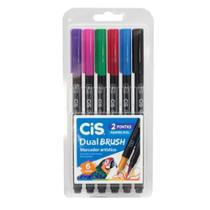 Caneta Brush Pen Dual Brush 6 Cores