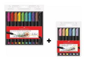Caneta Brush Pen Faber Castell 10 Cores E Pastel 6 Cores Kit