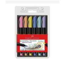 Caneta Brush Pen Pastel Supersoft Faber Castell - Estojo 6 Unidades